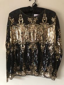 BNWT Savida black gold sequin blouse size small
