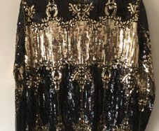 BNWT Savida black gold sequin blouse size small