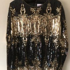 BNWT Savida black gold sequin blouse size small