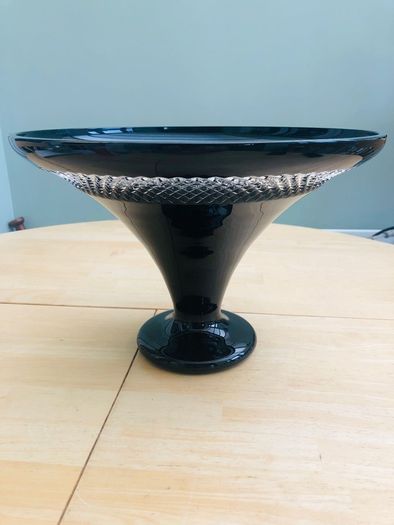 John Rocha Waterford Crystal Black Cut Large Trumpet Bowl Centre Piece