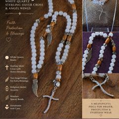 homemade rosary beads quartz sterling silver cross