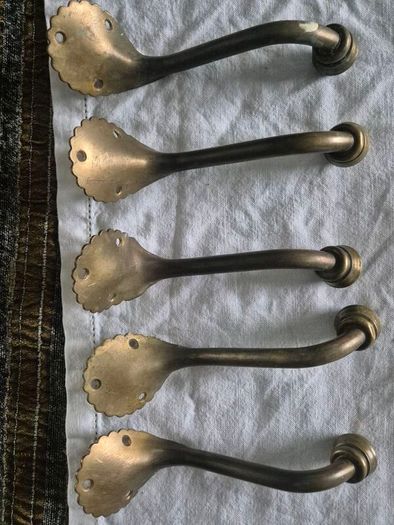 Brass Coathooks Vintage Antique brass set of 5 original coathooks