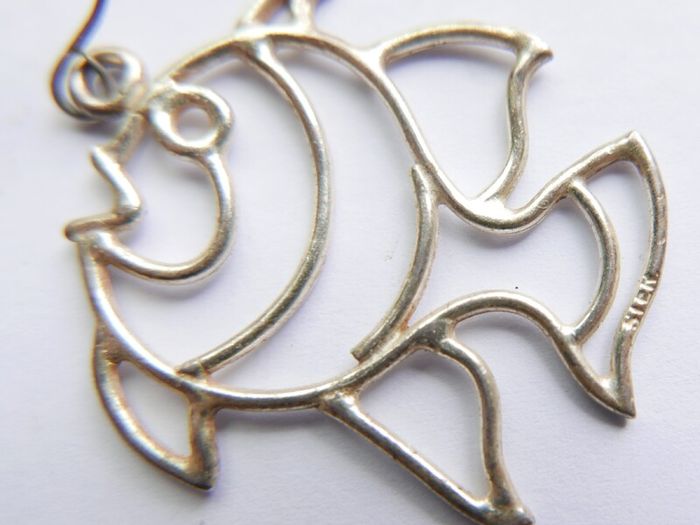 Vintage 925 Sterling Silver Fish Earrings