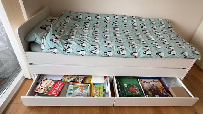 IKEA bed frame with pull-out underbed and storage with Mattresses