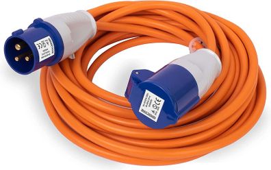 10M Extension Lead - Heavy Duty Caravan Hook Up Cable, 16 Amp Cable 240V Camping Extension Lead, High Visibility, Orange Mains Power Cable - Ideal for Campervans & Motorhomes (10 Metres)