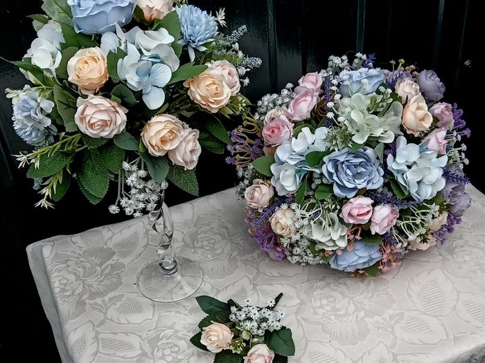 Artificial wedding flower set - bouquets and buttonhole