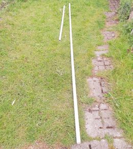Plastic drainpipe, 1.5 inches.