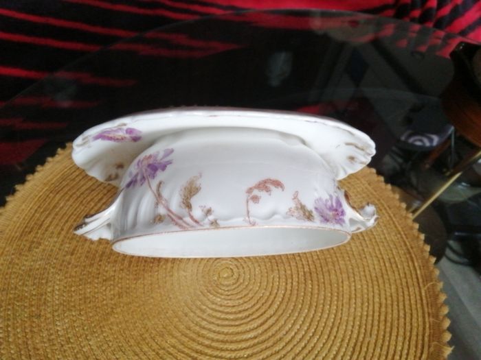 Vintage/ antique Gravy Boat Attached Underplate  France