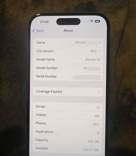 Iphone 16 256gb 100%battery