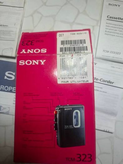 Sony TCM-323 Cassette Corder boxed Tape Recording Walkman Tested Working
