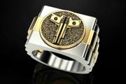 Men's 18k Gold Double Pistol Ring Punk Jewelry Birthday Party Rings Gift Sz 10
