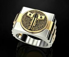 Men's 18k Gold Double Pistol Ring Punk Jewelry Birthday Party Rings Gift Sz 10