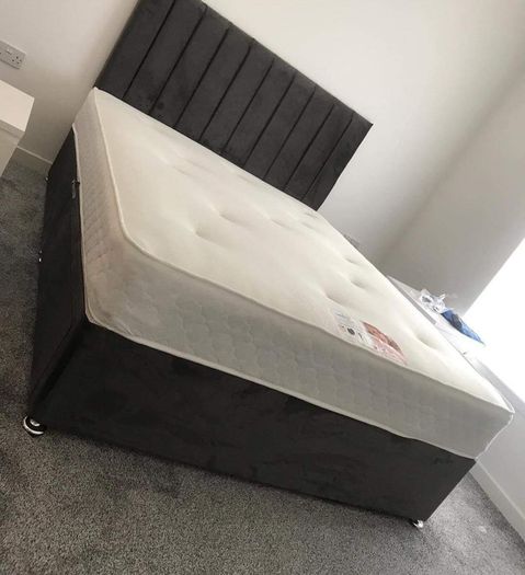 Brand New! Double Divan Bed Base headboard and mattress All together