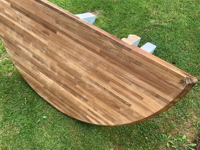 Semi circular wooden breakfast bar table
