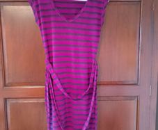 Icebreaker merino dress (black, purple and pink stripes)