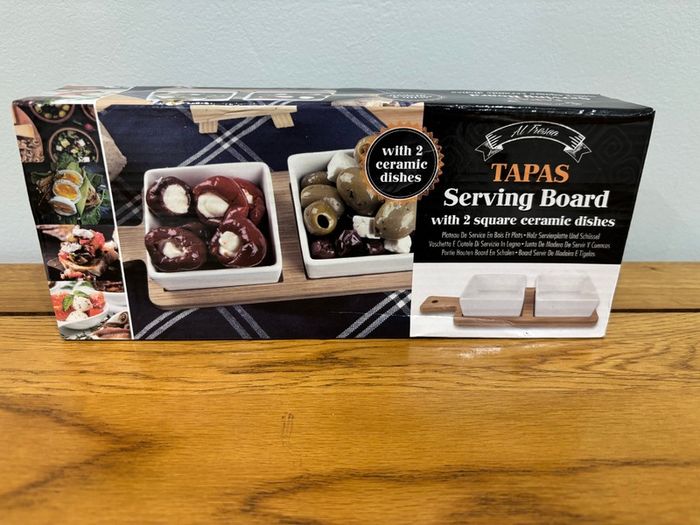 Tapas Serving board with 2 ceramic dishes (NEW)