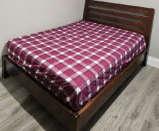King Size Solid Mahogany Bed Frame and Premium Orthopedic Mattress  As New