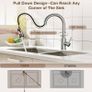 Kitchen Tap with Pull Out Spray, Swivel Kitchen Sink Mixer Tap Brushed Nickel with Pull Down Sprayer 3 Modes, Single Lever High Arch Stainless Steel Bar Faucet 1 Hole Image 2
