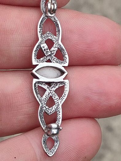 Vintage Sterling silver and White opal brooch