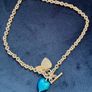 Silver necklace with blue heart pendant Image 3