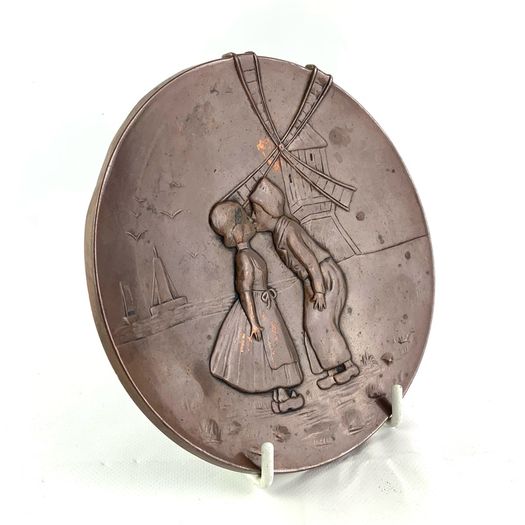Antique Dutch Bronzed Copper Trinket Dish