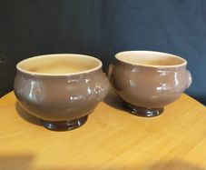 Pair of Le Creuset Brown Soup Bowls Sold as Set