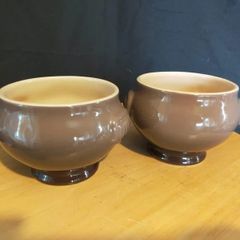 Pair of Le Creuset Brown Soup Bowls Sold as Set