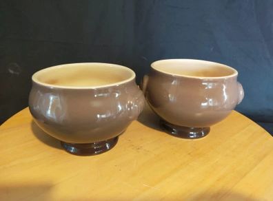 Pair of Le Creuset Brown Soup Bowls Sold as Set