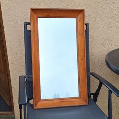 Old wooden rectangular mirror