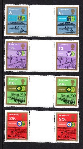 1982 Guernsey 75th Anniversary of Boy Scout Movement Commemorative Stamps Gutter Pairs Mint Never Hinged (MNH)