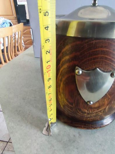 Antique Wooden Ice Bucket Canister Circa 1910's