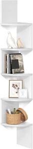 5-Tier Corner Shelf, Display Floating Shelf in Living Room, Study, Kitchen, Bedroom, for Plants, CDs, Decorations, Modern, Cloud White