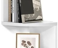 5-Tier Corner Shelf, Display Floating Shelf in Living Room, Study, Kitchen, Bedroom, for Plants, CDs, Decorations, Modern, Cloud White