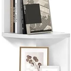 5-Tier Corner Shelf, Display Floating Shelf in Living Room, Study, Kitchen, Bedroom, for Plants, CDs, Decorations, Modern, Cloud White
