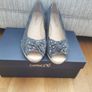 Navy Wedge Sandals. BNWT size 4/37 Image 2