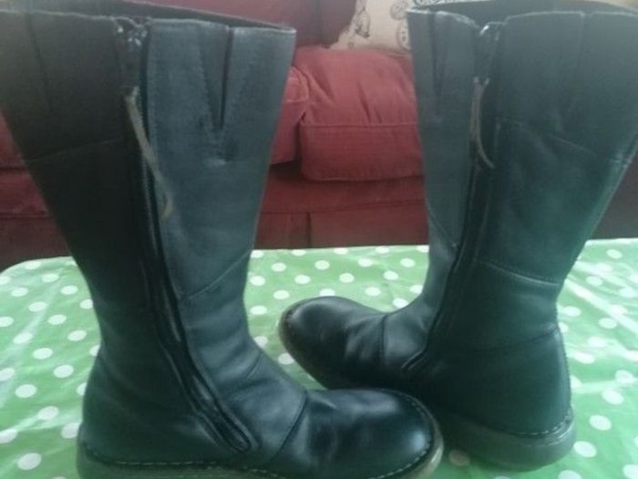 Authentic Dr Martin boots, size UK4, calf length black wedge boot