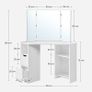 Dressing table, corner dressing table, dressing table, cosmetic table, 3-part folding mirror, 2 drawers, 3 open compartments, 110 x 54 x 140 cm, modern, white Image 3