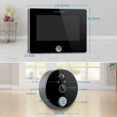 Smart Home Office Business Peephole Doorbell Camera Wifi 4.3 Inch Video Door Bell Intercom With 720P 140 Camera Night PIR Tuya APP