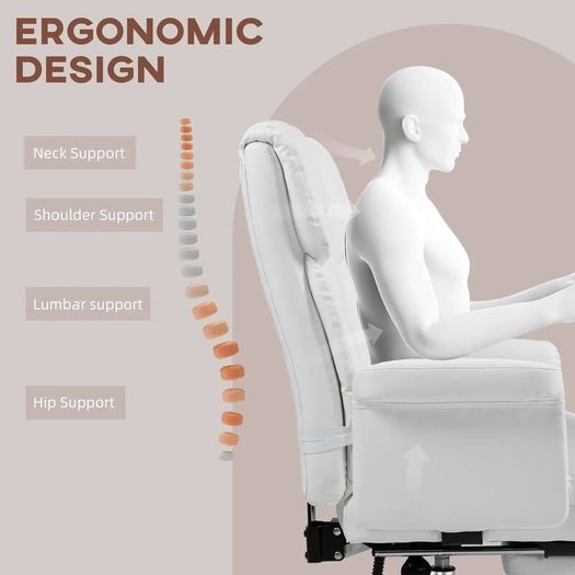 Ergonomic Office Chair Height-adjustable Reclining backrest footrest