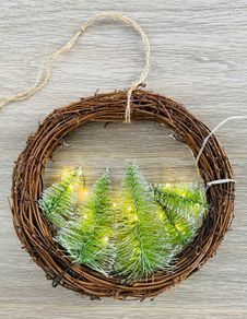 Battery Powered Woodland Tree Light Up Wreath