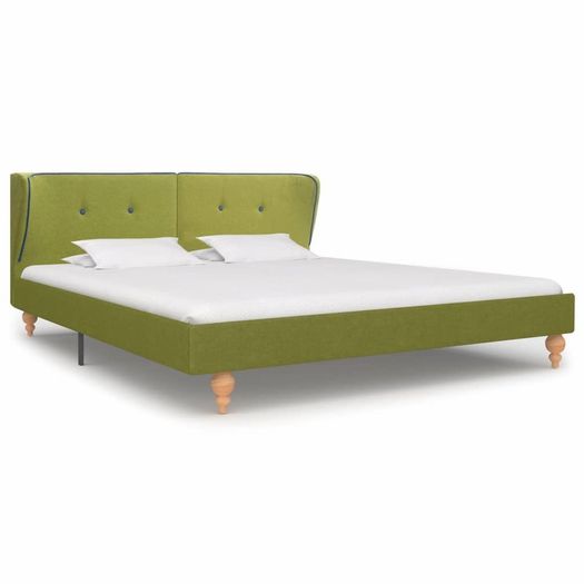 Bed Frame Green Fabric 150x200 cm