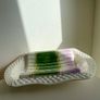 Vintage French Majolica Asparagus Dish Barbotine Serving Platter Green White Image 2