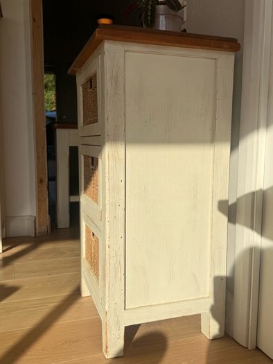Strawbridge three drawer solid wood/wicker unit