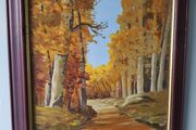 Lovely oil on board of forest land scape singed M Carey.