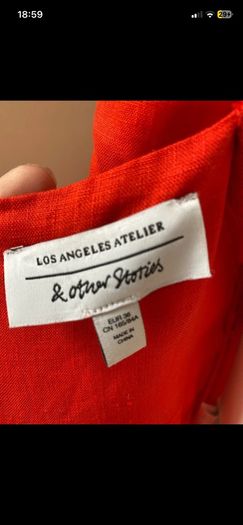 & Other Stories red linen jumpsuit