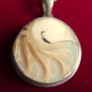 Vintage  Sterling Silver 925 Mother of Pearl Pendant on Chain - Unique Mother of Pearl Pendant length 18" - 15,9g Image 4