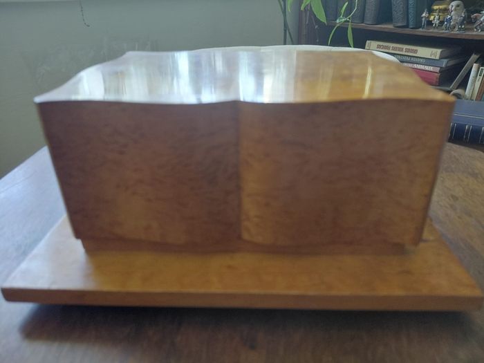Antique French Art Deco wooden cigarette cigar box, 1920s