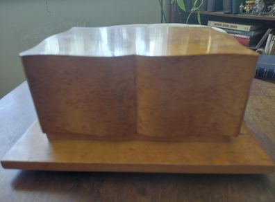 Antique French Art Deco wooden cigarette cigar box, 1920s