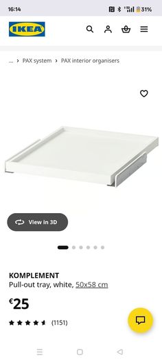 Ikea Komplement pull out tray 50x58cm
