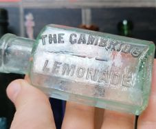 14 - Beautiful Antique Sea Glass Bottle Embossed The Cambridge Lemonade Chivers and Sons Ltd Histon